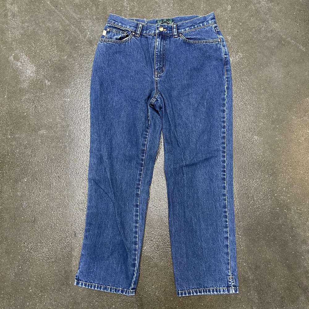 Vintage Lauren‎ Jeans Co Jeans Womens 8P Blue Straight Leg Denim Mid Rise Petite